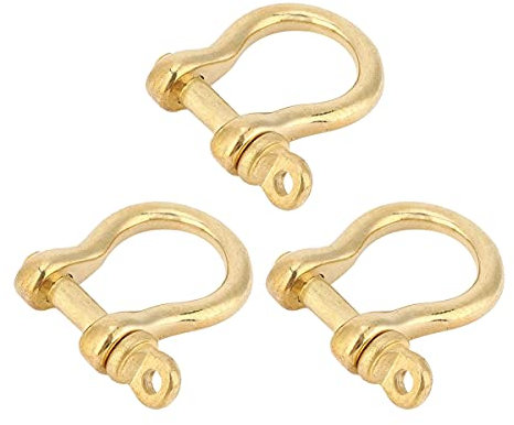 NA Pure Brass Horseshoe Buckle D Type Ring Shackle Pin Anchor Shackle Bow Shackle for Fob Leather U Shaped Hook Shackle Key Ring Hook
