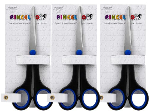 Juego de 3 Tijeras de Acero Inoxidable 18 cm Color Azul | Pack de Tijeras Multiusos para Oficina, Hogar, Manualidades…
