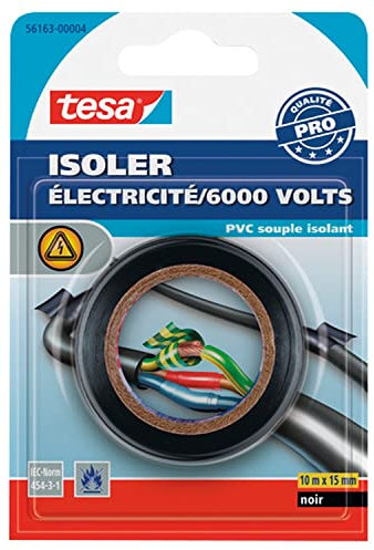 Tesa Elektrisches Isolierband, 10 m x 15 mm, Schwarz