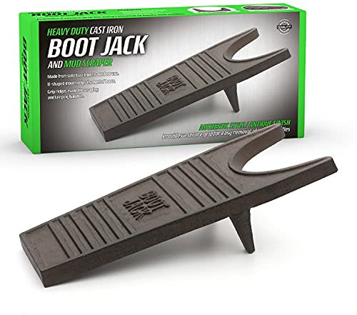 CKB LTD Heavy Duty Cast Iron Boot Jack Wellington Boots Wellies Remover Puller and Mud Scraper Portable Weatherproof - Black Solid Metal