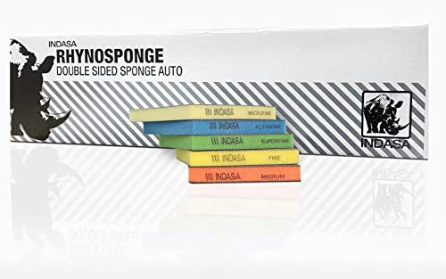 10 x INDASA Schleifschwamm - Ultra Fine (Blau) P600-P1000 - doppelseitig - Holz, Kunststoff und Metall, Zubehör Handschleifen - 98 x 120 x 13 mm