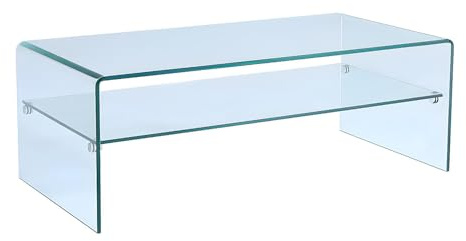 Vente-unique - Table Basse STILEOS - Double Plateau - Verre trempé