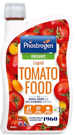 Phostrogen Organic Tomato Food, 1L - Seaweed Enriched Organic Tomato Feed - with Balanced Nutrients for Better Flavour and Bigger, Juicier Yields - Plant Nutrition - Growing Vegetables, Red