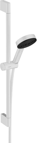 hansgrohe Duschset Pulsify Select S, Duschkopf mit Schlauch und Halterung, verstellbar, Handbrause mit 3 Strahlarten Relaxation, Mattweiß, 0,65m Set
