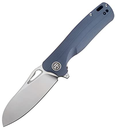 Petrified fish PF868 Bunta Cuchillo Plegable 3,35 inch Cuchilla de satén de acero D2 G10 Mango EDC cuchillo de bolsillo (Blue Satin)