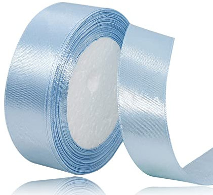 Hellblau Satinband 20mm x 22Meters Schleifenband Hellblau Geschenkband Dekoband Stoffband für Geschenk, Basteln, Nähprojekte, Haarschleifen, Brautstrauß, Hochzeits Dekoration
