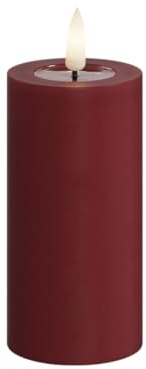 Deluxe Homeart Flammenlose LED-Kerze für den Innenbereich, Bordeaux-Rot, mit echter Flame™️-Technologie, batteriebetriebene Kerze (5 x 10 cm)