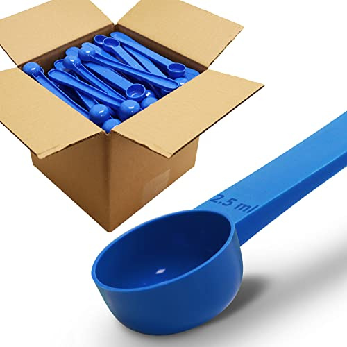 25pc Box, RE-GEN 2.5ml Reusable Long Handle Plastic Measuring Spoon Scoops Dosing Spoons | Ideal for Liquids, Powders, Granules, Home, Kitchen, Catering, Healthcare, Fitness