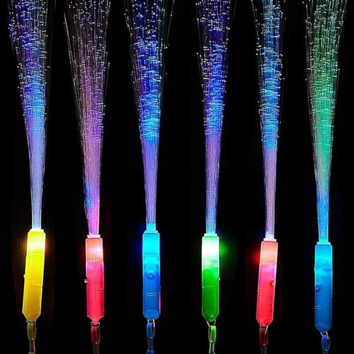 Sunshine smile Glasfaser Leuchtstab,6PCS LED Leuchtwedel Multicolor,Leuchtstab mit Multicolor Licht,Leuchtstäbe für Konzerte LED,Leuchtstäbe Bunte