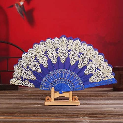 1Pcs Handfächer Stofffächer Handfächer Spitze Vintage Faltfächer Stofffächer Hochzeitsfächer Vintage Faltfächer Chinesischer Stoff Fächer Faltfächer für Zuhause Tanzen Partys Hochzeitsdekoration