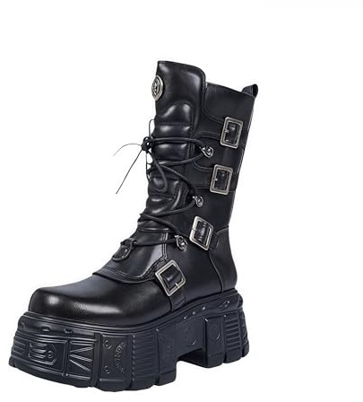 Ulalaza kvinnor Mary Jane klänning pumps Lolita-skor söt plattform gotisk dubbel ankelrem rund tå tjock klack uniform pumps skor perfekta för skolfest affärer arbete dans dejt nattklubb, S2-svart, 39