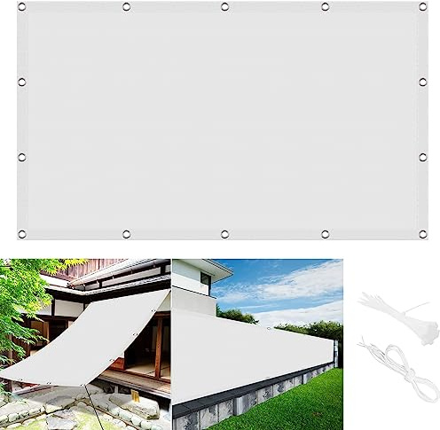 Toldo Vela de Sombra 1 x 2.6 m,Montaje Transpirable Rectángulo Inoxidable, Lona Impermeable De Malla,Toldo Vela Cuadrado, para Exteriores, Pergola, Jardín, Blanco