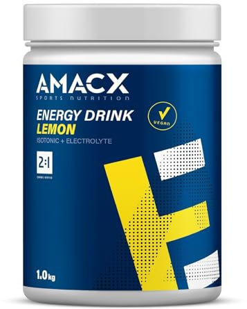 AMACX Energy Drink in Polvere per Sport di Resistenza – Bevanda Isotonica con Elettroliti Polvere – 1kg – Isotonic Drink senza Additivi Artificiali – Sali Minerali Integratori – Limone