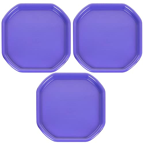 CHPL Childrens Fun Play Sand Pit Tray Plastic Small Mixing Tray 70cm x 70cm Assorted Tuff Tray Kids Messy Activities For Cement Mortar and Sand Plastering - (Set Of 3, Purple)