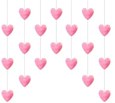 Sperrins Fluffy Heart Door Hanging Decor Plush Cute Princess Door Curtain - Love Heart (Light Pink)