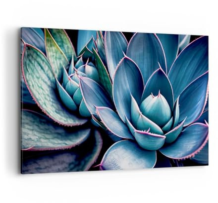 Wandbilder Dekoration Wohnzimmer Blumen Botanik Sukkulenten Bilder auf Leinwand 120x80cm Leinwandbild Schlafzimmer Küche Deko Wand Kunstdruck Art Groß XXL Wanddeko Bild Wall Decor Canvas AA120x80-6007