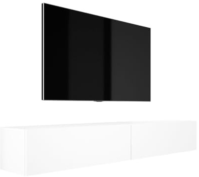 3E 3xE living.com Väggmonterad TV-bänk, modern design A: B: 2 x 100 cm, H: 34 cm, D: 32 cm, TV-mediabänk, väggmonterad TV-sideboard, matt vit