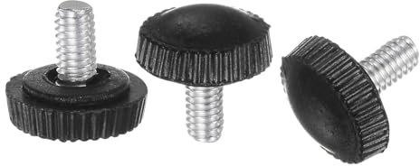 QUARKZMAN 20pz Manopole Zigrinate con Filettatura Maschio M4 x 8mm, Vite a Mano Pomelli di Bloccaggio con Maniglia in Plastica Asta Filettata, Nero