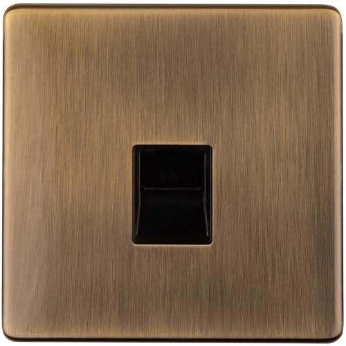 1 Gang Single BT Telephone Master Socket SCREWLESS Antique Brass Wall Face Plate - Decorative Landline Wall Plate