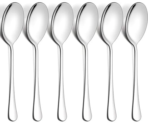 tiokin Edelstahl Löffel Suppenlöffel Tafellöffel 8.7 Zoll (22.1cm) Servierlöffel-Set Salatlöffel Esslöffel Buffet Bankett Besteck Küche Restaurant Servierbesteck 6 Stück