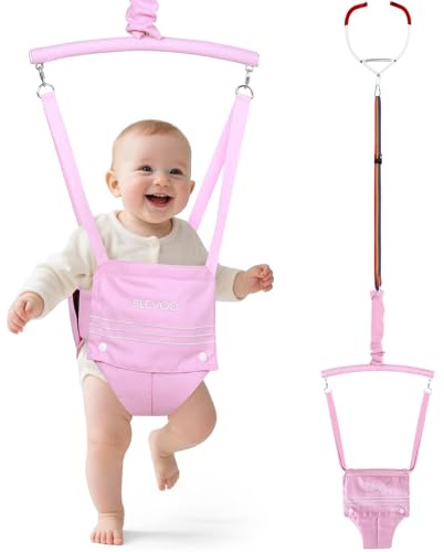 Slevoo Baby Jumper, BabyTürhopser für Babys von 6–24 Monaten, Baby-Türwippe mit einfach zu verwendender Klemme und verstellbarem Gurt, Tragfähigkeit 18 kg, Rosa
