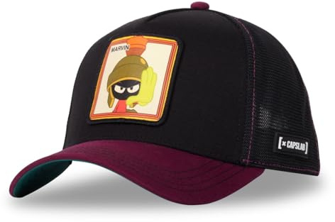 Capslab Marvin Il Marziano Looney Tunes Ripstop Nero Viola Berretto da Camionista Regolabile