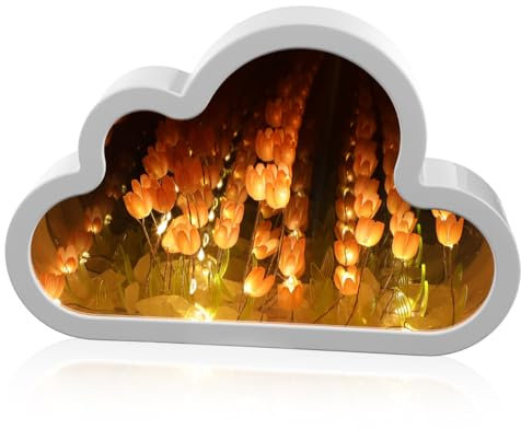 WHAMVOX Wolken-tulpenlampe Elegante Nachtlampe Mit Spiegel Warmes Licht Für Schlafzimmer Tischdekoration Als Kreatives Pflanzliche Atmosphäre Für Jeden
