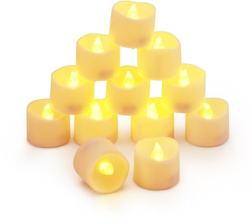 Criacr LED Kerzen mit Timerfunktion, Elektrische Teelichter 6 Stunden an und 18 Stunden aus, Flackender LED Teelichter für Halloween, Weihnachten,Hochzeits, Parteien Deko (Warmweiß-12 Stück)