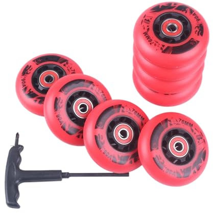 ANWEALTH 90A Inlineskate Ersatzrollen mit ABEC 9 Lagern 72 mm 76 mm 80 mm Inline Skate Rollen Rollschuh Skating Räder für Indoor Outdoor (rot 76 + 80 mm)