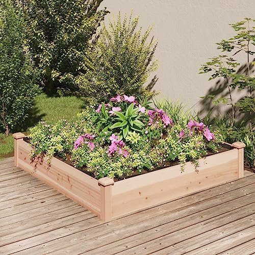 Xichuzi Hochbeet mit Einsatz 120x120x25 cm Massivholz Tanne, Palettenrahmen, Hochteich, Gemüsebeet, Kräuterregal Balkon, Blumenbeet, Kräuterspirale, Tomatenbeet, Pflanzhochbeet - 364292