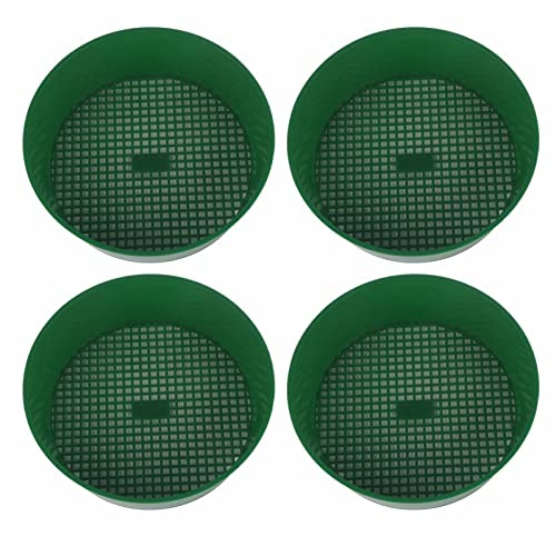 4er-Pack Gartensieb, runder Kunststoff-Erdsieb für die Gartenarbeit, kleines Sieb-Filterwerkzeug, Pellet-Sieb für Heimpflanzen-Gartenarbeit, Siebarbeiten aus kleinem Kies, Erde,