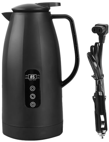 Hervidor de coche 12 V-24 V 1,2 L eléctrico acero inoxidable con toma de encendedor de 24 V, calentador de agua portátil para café, té de viaje camping camión