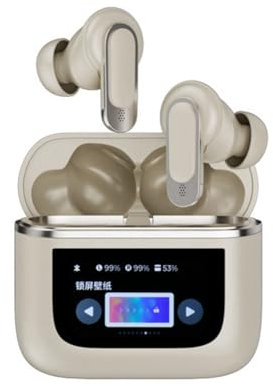 Puleuroy Auriculares Intrauditivos Inalámbricos V8 con Cancelación de Ruido ANC, Controles de Pantalla Táctil, Color Rosa