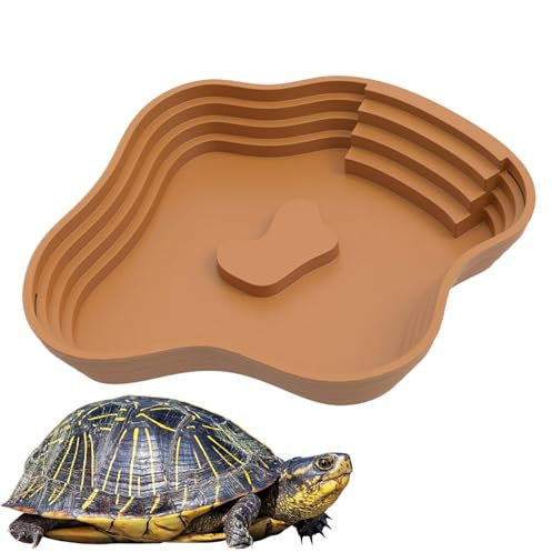 Reptilienschale, Wasserschale für Reptilienbehälter, Bärtiger Drachenfütterungsgericht, Reptilienbad Pool Water Bowl mit Rampa -Aquarium -Ornament für Gecko/Schlange/bärtiger Drache/