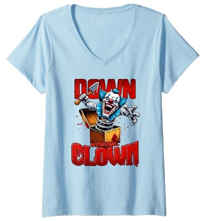 Womens Down with the Clown Hatchet Man ICPS Horror Core V-Neck T-Shirt