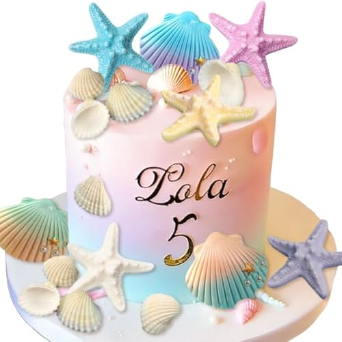 LaVenty Meerestier Tortendeko Geburtstag Ozean Themen Kuchen Dekoration Muscheln Kuchendeko für Unter Meer Themen Babydusche Party Deko