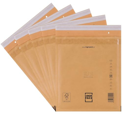 LOGIC PACK Luftpolstertaschen E5 Braun, 50, Versandtaschen gepolstert
