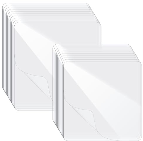 Alrhso 20Pcs Clear Double Sided Adhesive Pads for Mounting, Super Strong Waterproof Double Sided Sticker, Heavy Duty Square Washable Sticky Patch for DIY Craft Office Home(2.4 Inch & 2Inch)