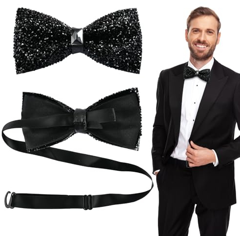 LXONTSG Papillon Paillettes, Noeud Papillon pour Homme, Fête Papillon Homme, Brillant Bow Tie, Vêtements Accessoires, avec Strass, pour Halloween, Carnavals, Mariages, Bals Masqués et Disco
