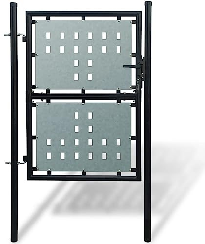 Clôture en lattis - Portail de cour, porte de clôture (portail simple) - Noir - 100 x 200 cm - Pour jardin, terrasse