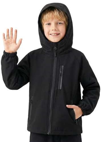 Domueay Blouson Imperméable pour Enfant Veste de pluie à Capuche 5-6 Ans