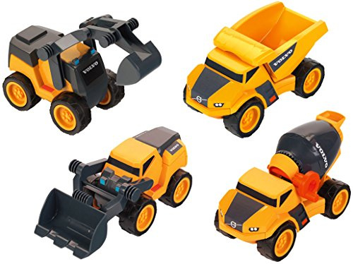 Theo Klein 2405 Volvo Power Construction Site Mega Set I 4 byggnadsfordon I Tippbil, hjullastare, grävmaskin och betongblandare I Leksaker för barn från 3 år