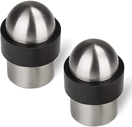 2 x STOPPLA® Bodentürstopper echt Edelstahl gebürstet Ø 35 mm Höhe 51 mm - massiverer Türstopper für Bodenmontage