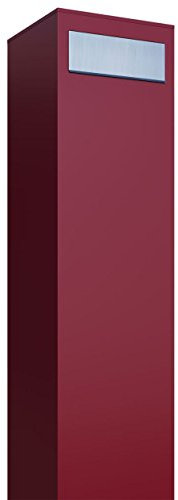 Standbriefkasten, Design Briefkasten Monolith Rot/Edelstahl - Bravios
