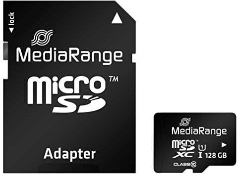 MediaRange Micro SDXC Speicherkarte mit SD Adapter 128GB - Geschwindigkeit Klasse 10, Lesegeschwindigkeit bis 80 MB/s, externer Datenspeicher für Mobile Endgeräte wie Digitalkameras oder Smartphones