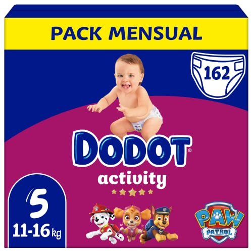 Dodot Baby Activity Windeln, Größe 5, 11-16 kg, 162 Windeln mit robuster Passform