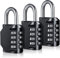 Combination Padlock Heavy Duty Locks - BeskooHome 4-Digit Weatherproof Combination Lock Resettable Combination Padlock Outdoor for Gym, School, Hasp, Outdoor Shed, Storage, Cabinet, Toolbox - 3 Pack