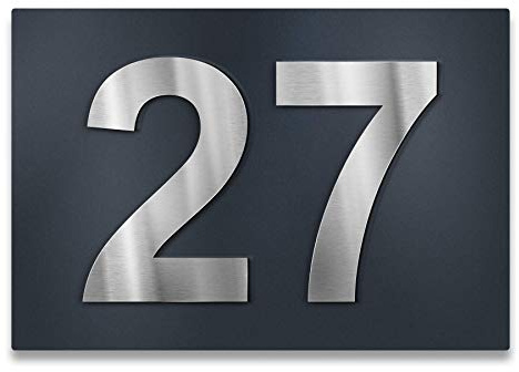 Metzler Hausnummernschild mit 3D Effekt Arial - in Anthrazit (RAL 7016) - Rostfreie und Witterungsbeständige Materialien - Inklusive Montagematerial - 30 x 20 cm (2-stellig)
