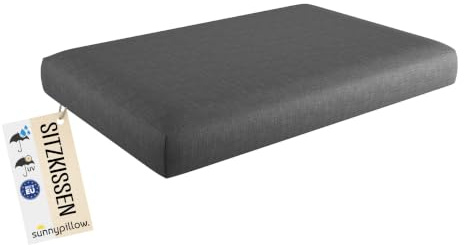 sunnypillow Coussin Assise pour Canapé Palette - Matelas Extérieur Impermeable, Anti UV - Siège 120 x 60 x 15 cm - Coussin Salon de Jardin, Terrasse, Balcon - Gros Coussin de Sol - Anthracyt