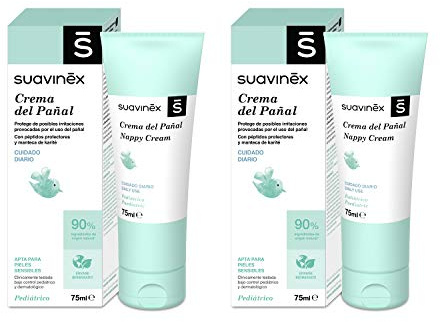 Suavinex Confezione da 2 pannolino per bambini, protegge da irritazioni e rossori, adatto per pelli sensibili, 90% ingredienti di origine naturale, verde, 2 x 75 millilitri